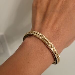 Nadri wave crystal bracelet bangle gold